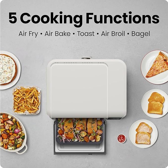 Chefman Air Fryer Toaster Oven Combo, Countertop Oven for Quick & Healthy Meals, Bake, Broil, Air Fry, Toast, and Bagel Functions, 450°F Max Temp, 4 Slice Toaster Oven Air Fryer Combo – Ivory