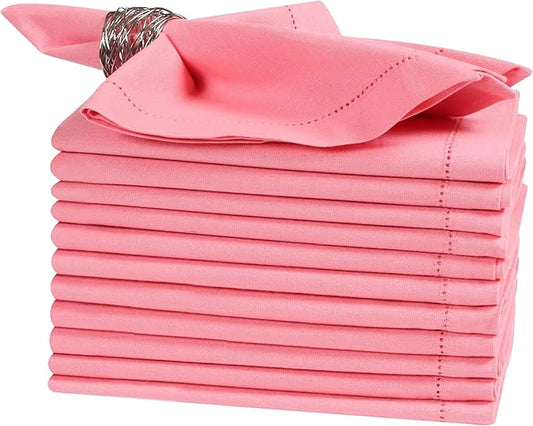 Peach Cloth Napkins Set of 12, 18x18 Inch, Absorbent Cotton Blend Washable and Reusable Dinner Napkins for Table, Thanksgiving, Christmas, Wedding, Restaurant, Kitchen & Everyday Use