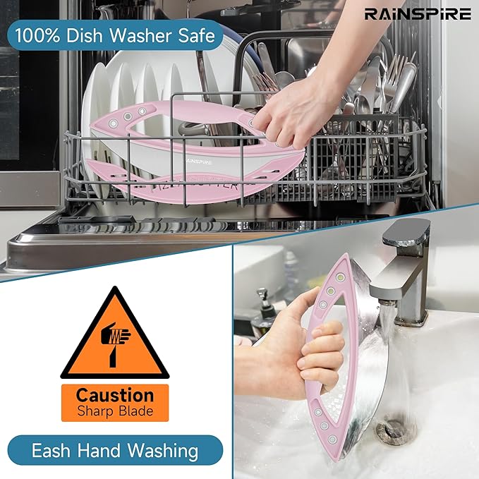 Rainspire 12" Pizza Cutter Rocker Blade Stainless Steel Pizza Rocker with Cover Sharp Blade Pizza Knife Dishwasher Safe Kitchen Gadgets Home Essentials, Pink