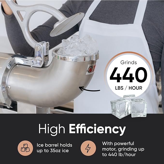 Tartle Kitchen - Stainless Steel Dual Blade Ice Shaver Snow Cone Maker Machine - Summer Parties & Refreshing Treats - Durable Easy to Use & Clean - Ideal for Catering, Restaurant & Commercial Kitchens