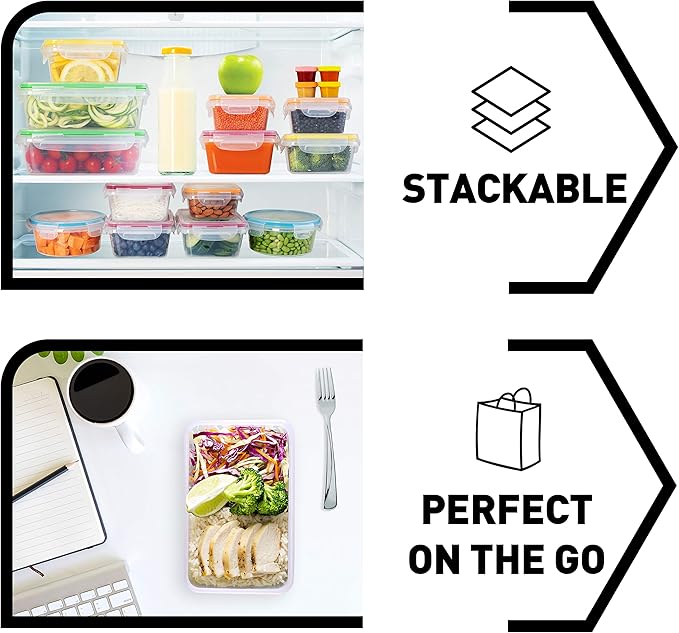 fullstar 34-Piece Plastic Food Storage Containers with Lids (17 Containers & 17 Lids) - Leakproof, BPA-Free, Meal Prep Containers, Reusable Lunch Storage Set for Kitchen Organization (Pack of 34)