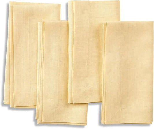 Solino Home Linen Napkins Set of 4-100% Pure Linen Golden Straw Dinner Napkins Cloth 20 x 20 Inch for Fall, Autumn, Thanksgiving - Fete, Handcrafted and Machine Washable