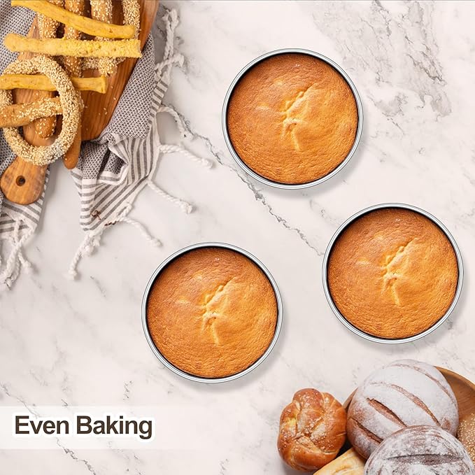 Homikit Mini Round Cake Pan Set of 3, 4 Inch Stainless Steel Small Baking Pans, Layer Smash Cake Tins for Birthday Baby Shower Wedding Party, Oven & Dishwasher Safe