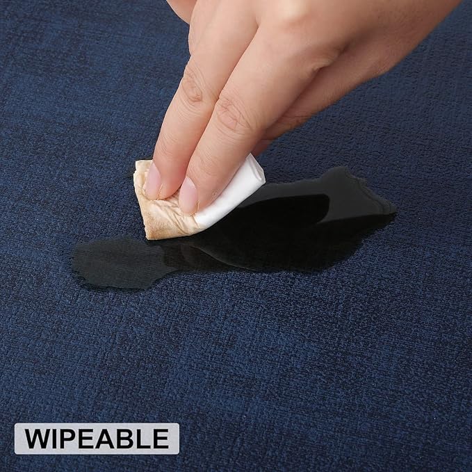 homing Faux Leather Heat Resistant Placemats 4 Packs, Waterproof Wipeable Dining PU Place Mats for Indoor & Outdoor, Easy to Clean, Dark Navy Blue