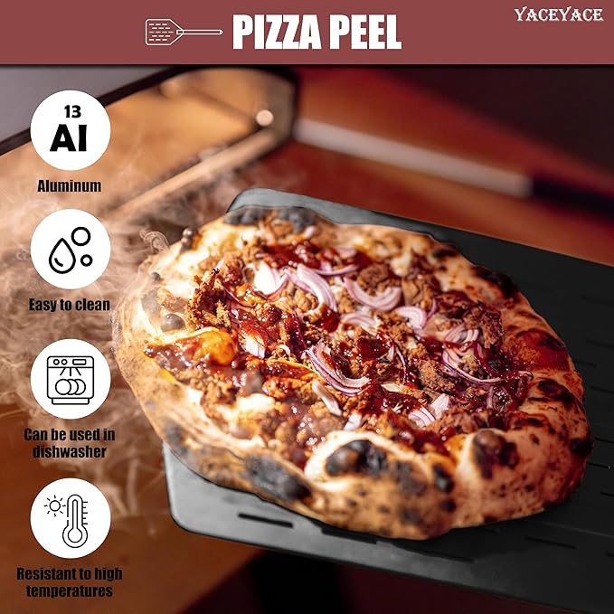 Pizza Paddle, 12-inch Black Metal Pizza Peel, Aluminum Turning Peel