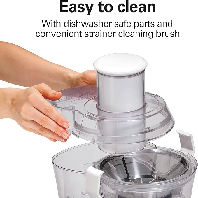 Hamilton Beach Juicer Machine, Big Mouth 3” Feed Chute for Whole Fruits and Vegetables, Easy to Clean, Centrifugal Extractor, Vegetable & Fruit Juicer, BPA Free, 800W Motor, White