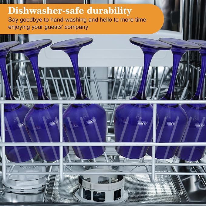 Purple Wine Glasses Set of 6-12oz Purple Long Stem Wine Glass Cups, Pretty Crystal Glassware, Hand Blown Goblets Drinkware, Unique Drinking Stemware Holiday Gift Set