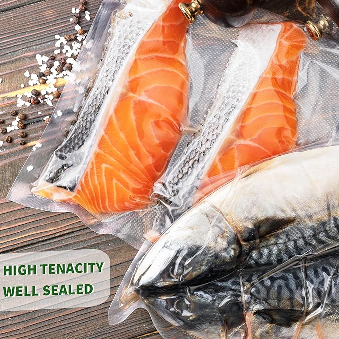 Happy Seal Vacuum Sealer Bags 8" x 50' 2 Pack for Food Saver, Rolls for Custom Fit Airtight Food Storage, Meal Prep or Sous Vide, Commercial Grade Vacuum Seal Freezer Bags