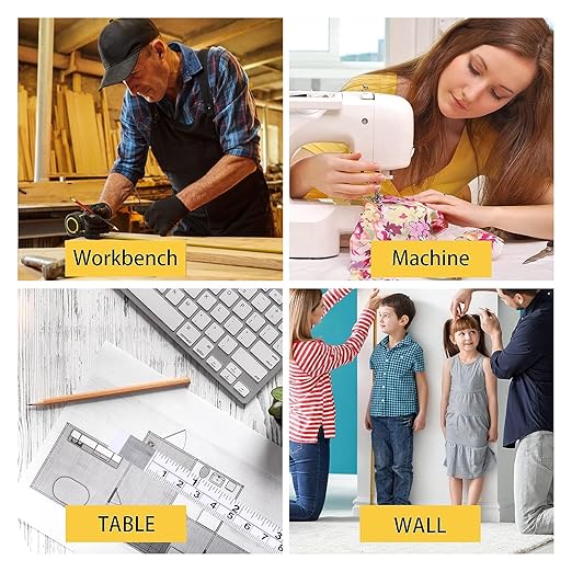 39 Inch Workbench Ruler, 2 Pcs Backed Adhesive Measure Tape Metal Measuring Tools Double Scale Sticky Tape for Woodworking, Saw, Drafting Table (Left to Right - Inch/cm - White/Yellow)