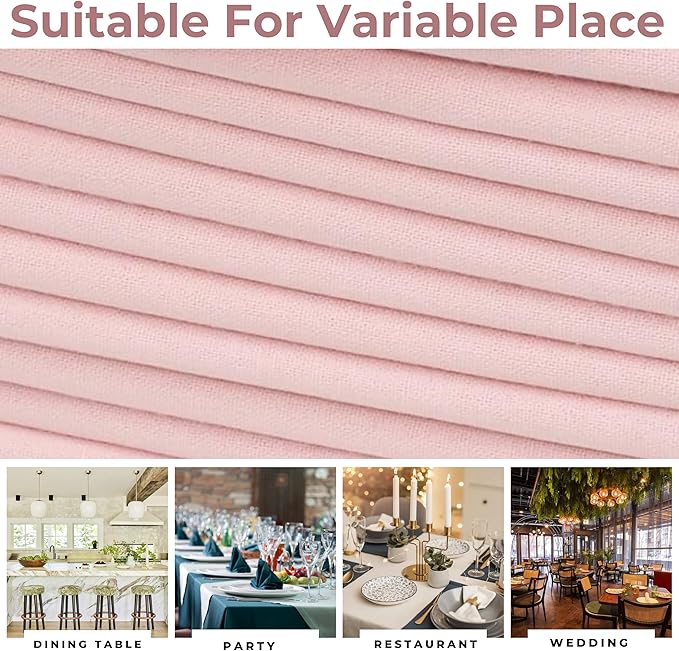 Pink Cloth Napkins Set of 12, 18x18 Inch, Absorbent Cotton Blend Washable and Reusable Dinner Napkins for Table, Thanksgiving, Christmas, Wedding, Restaurant, Kitchen & Everyday Use