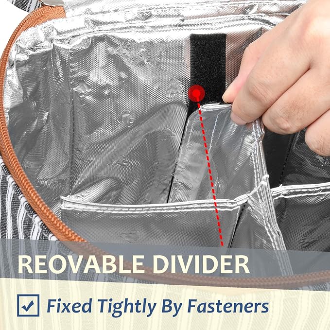 Tirrinia 4 Bottle Wine Gift carrier - Insulated & Padded Portable Versatile Wine Carrying Cooler Tote Bag for Travel, BYOB Restaurant, Wine Tasting, Party, Great Gift for Wine Lover, Black Stripe