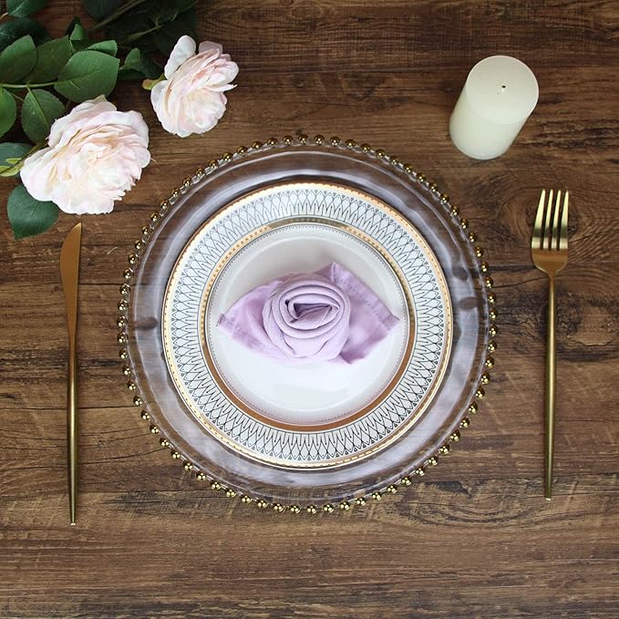 Solid Color Linen Blended Thin Dinner Cloth Napkins - Set of 12 (40 x 40 cm) - for Wedding Parties Events & Home Use (Lavender)