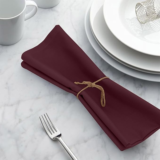 Ruvanti Cloth Napkins Set of 6, 18x18 Inches, 100% Cotton, Washable, Soft & Absorbent, Perfect for Wedding, Christmas, ‎Thanksgiving Dinners - Burgundy