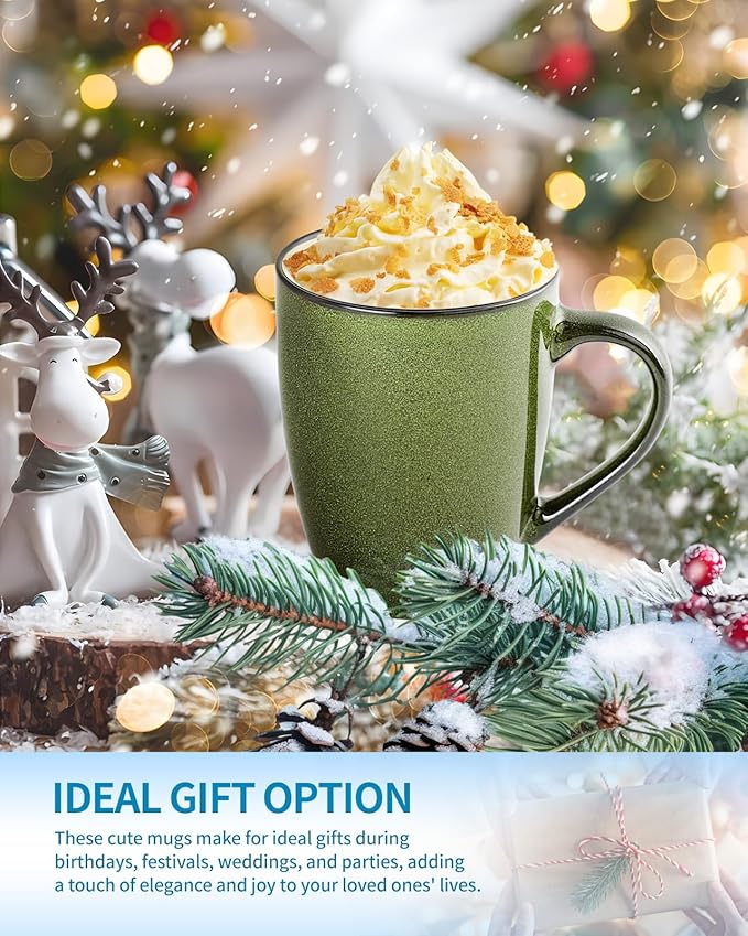 SEDEME Brown 12oz Rustic Ceramic Mugs (4 Pack) - Handle Coffee Mugs for Hot Drinks