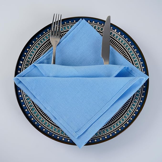 Solid Color Linen Blended Thin Dinner Cloth Napkins - Set of 12 (40 x 40 cm) - for Events & Home Use (Multicolored)