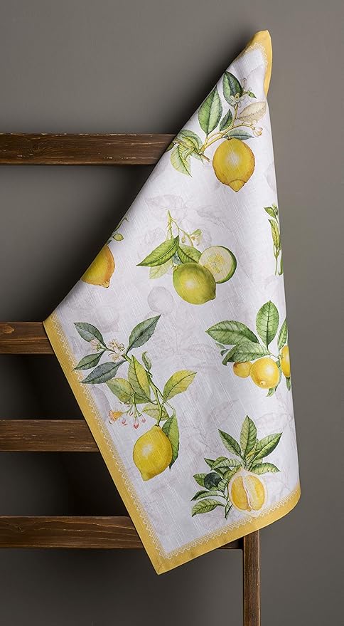 Maison d' Hermine Kitchen Towels Set of 3 100% Cotton 27.50" x 20" Reusable Cloth Tea Dish Towels Absorbent with Hanging Loop for Kitchen, Home, Dining, Cocktail Parties Spring/Summer (Limoncello)