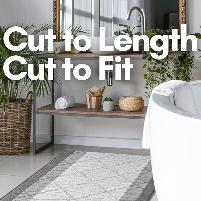 24 ft Grey Extra Long Hallway Rug | Custom Length – Cut to Fit Your Space | Slip Resistant, Non-Skid Backed | Easy to Clean, Washable, Durable, Pet Friendly | 2'1" x 24'1'' Runner Size | REMNAZ