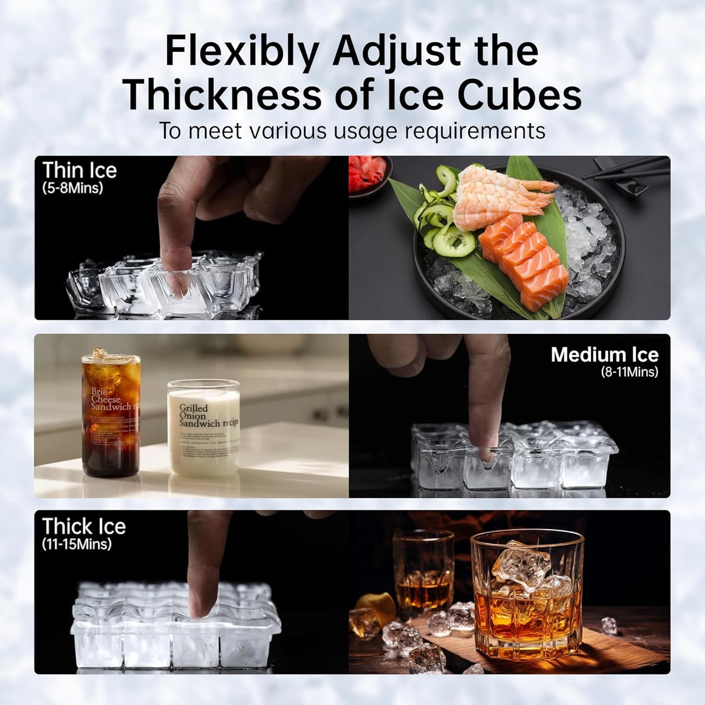 Real Relax Commercial Ice Maker Machine, 270LBS/24H Integrated Ice Machine, 48LBS Ice Storage Capacity, Auto Self-Cleaning, LCD Display, Blue Light, with Ice Scoop for Home Restaurant Bar Office Party