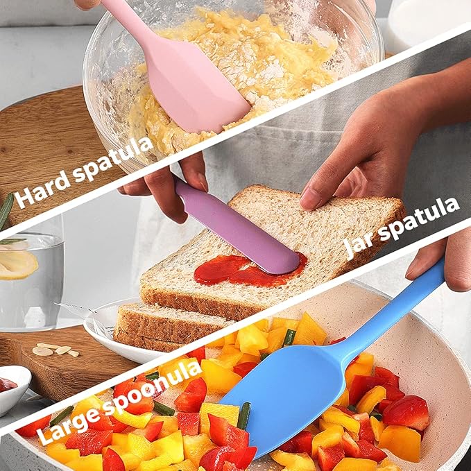 Wanbasion 5 Piece Premium Silicone Spatula Set Heat Resistant, Colorful Rubber Baking Spatula Set, Kitchen Spatula Set Dishwasher Safe for Nonstick Cookware Cooking Mixing Multicolor-6