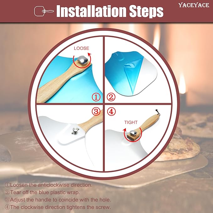 Metal Pizza Paddle, 12-inch Metal Pizza Turning Peel, Aluminum Pizza Spatula Paddle with Foldable Wooden Handle