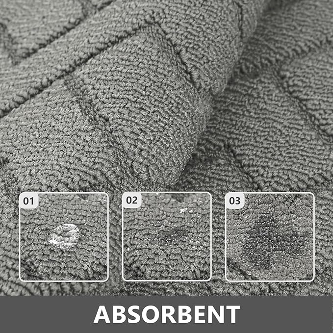 hicorfe Kitchen Rugs and Mats Sets,2 Pieces Super Absorbent Polypropylene Non-Slip Rug,Soft Comfort Floor Mat,Machine Wash for Kitchen,Hallway,Office,Sink,Laundry(20" x 31.5"+20" x 48",Grey)