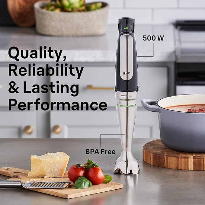 Braun MultiQuick 7 3-in-1 Immersion Blender with Food Processor – Powerful Handheld Electric Stick Blender - Emulsifier for Chopping, Beating & Whisking - Ideal for Soup, Puree, Smoothies & More