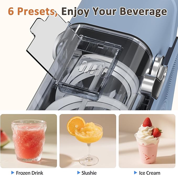 Slushie Machine, WIZAURA Slushy for Home No Ice Need, Professional Ice Cream Maker & Margarita Machine, Auto-Cleaning. 6 Presets for Milkshakes, Frappés, Frozen Drink and More, Blue, 1 Insulated Cup
