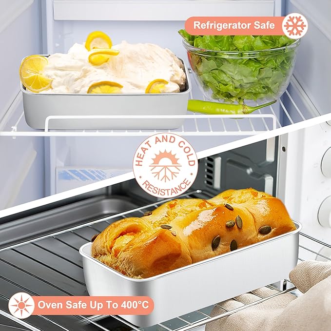 Herogo 9 x 5 Inch Loaf Pans Set of 3, Rectangle Bread Loaf Pans for Baking Bread Homemade Meatloaf, Banana, Brownies, Lasagnas, Oven & Dishwasher Safe