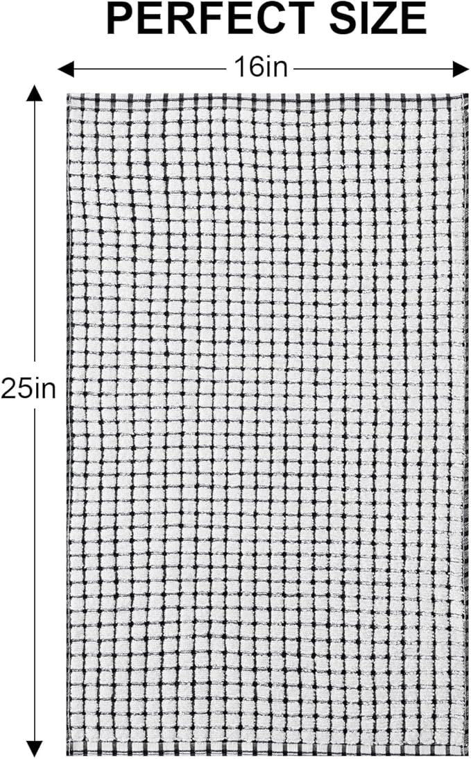 Kitinjoy Cotton 6 Pack Terry Kitchen Towels, 16 x 25 Inches Super Soft and Absorbent Dish Towels, Quick Drying Hand Towels for Kitchen Drying, Black