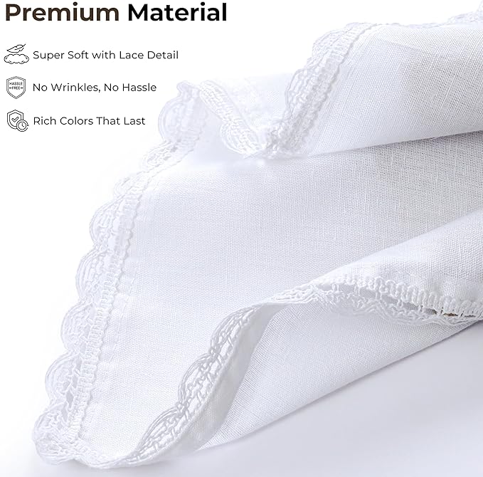 Ramanta Home White Coth Dinner Napkin Set of 12 Premium Cotton 20X20 Inch Oversized Linen Flax Lace Soft & Durable Washable Ideal for Everyday Use Parties Thanksgiving Christmas Halloween