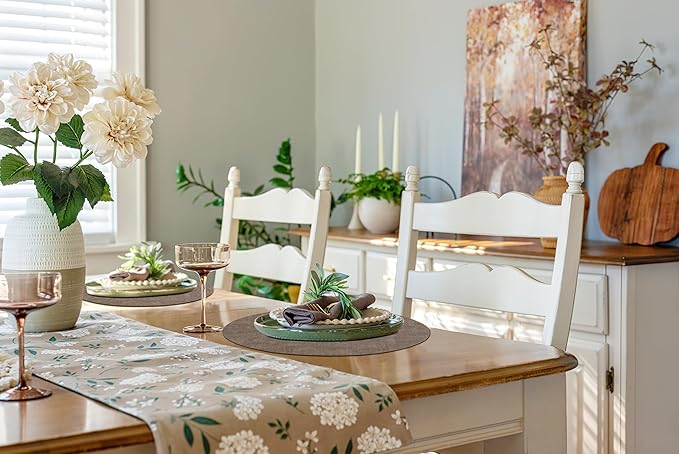 homing Round Faux Leather Placemat and Coaster 6 Packs, Washable Heat Resistant Dining Place Mats, Wipeable Double-Sided Table Mats for Indoor and Outdoor, Diameter 13 and 3.93 inch, Brown