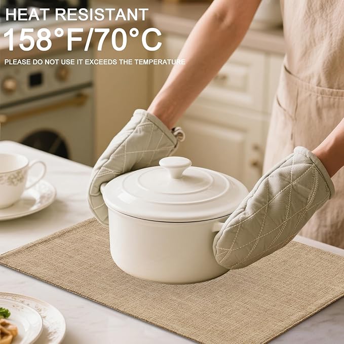 Homaxy Cloths Placemats for Dining Table Set of 8, Heat Resistant Washable Cotton Linen Blend Table Mats, Easy to Clean Place Mats for Indoor Outdoor Party Kitchen Decoration, 13" x 19", Flaxen