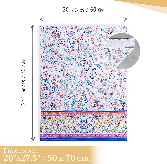 Maison d' Hermine Kitchen Towels Set of 3 100% Cotton 27.50" x 20" Reusable Cloth Tea Dish Towels Absorbent with Hanging Loop for Kitchen, Home, Dining, Cocktail Parties Spring/Summer (Indian Floral)