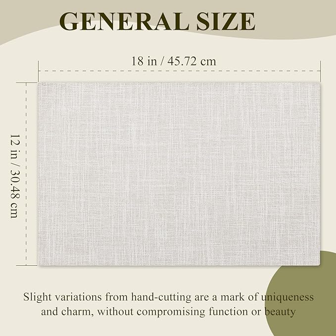 KXN Placemats Set of 4, Dual-Layer Thickened Faux Linen Table Mats, Heat Resistant & Wrinkle-Free, Machine Washable Cloth Place Mats for Kitchen Dining Indoor Outdoor (Cream Beige)