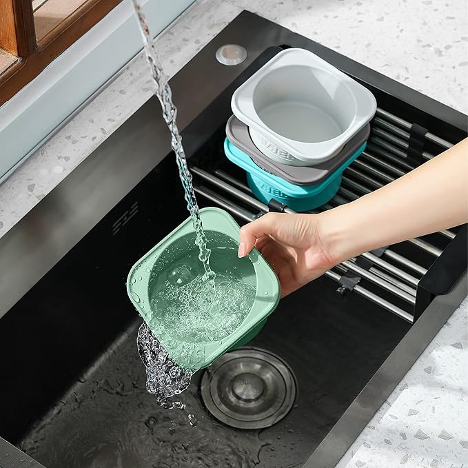 Stackable Silicone Artisan Pizza Dough Proofing Proving Containers with Air-tight Lids-4pack-500ml Volume for 250g Dough Ball (2green+2Space Grey)