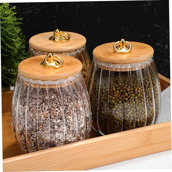 4pcs Glass Storage Jars Airtight Food Containers with Petal Design Large Capacity Candy Canisters for Kitchen Pantry Organization