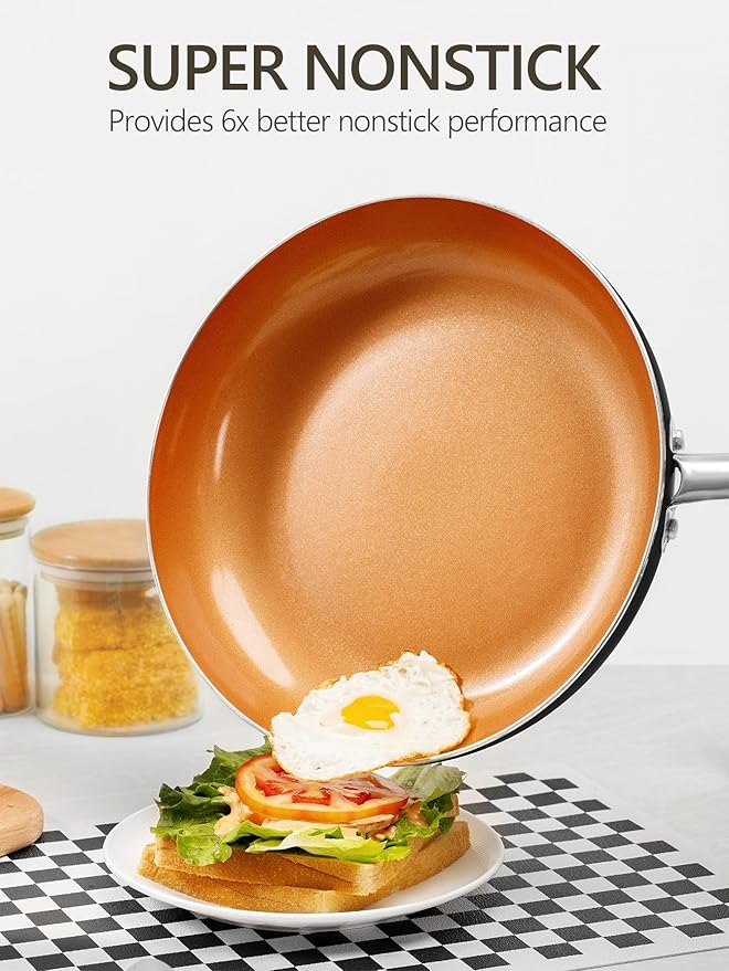 MICHELANGELO Large Frying Pan with Lid, 14 Inch Ceramic Skillet with Nonstick Coating, Healthy Non Stick Fry Pan, Induction Compatible