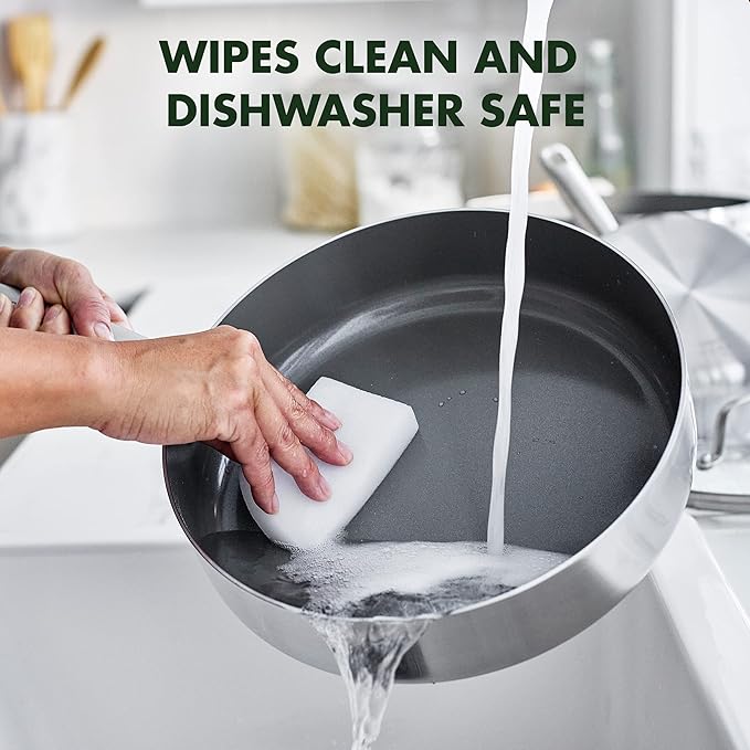 GreenPan Chatham Tri-Ply Stainless Steel 12 Piece Cookware Pots and Pans Set, PFOA and PFAS-Free, Multi Clad, Induction, Fry Saute Sauce Pans, Stock Pot, Dishwasher Safe, Oven & Broiler Safe, Silver