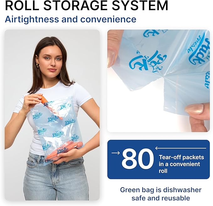 Freshpack 247 Roll 25×35 cm (~3.6 L) – Tear-Off Freezer Bags on a Roll, Reusable Food Storage Bags, Helps Keep Food Fresh up to 3× Longer – Biodegradable, BPA-Free, UV-Shielded, SGS Tested