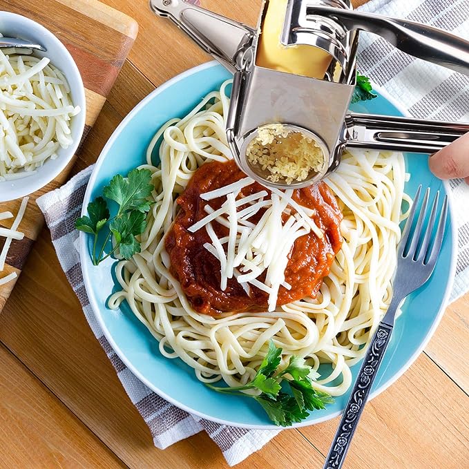 Honoson Rotary Cheese Grater Stainless Steel Handheld Rotary Parmesan Grater Cheese Cutter Slicer Shredder with 4 Stainless Drum for Grating Hard Chocolate Nuts Kitchen Tool