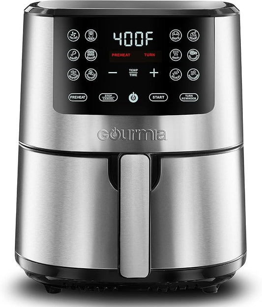 Gourmia 4-Qt Digital Air Fryer with Guided Cooking, Easy Clean, Stainless Steel