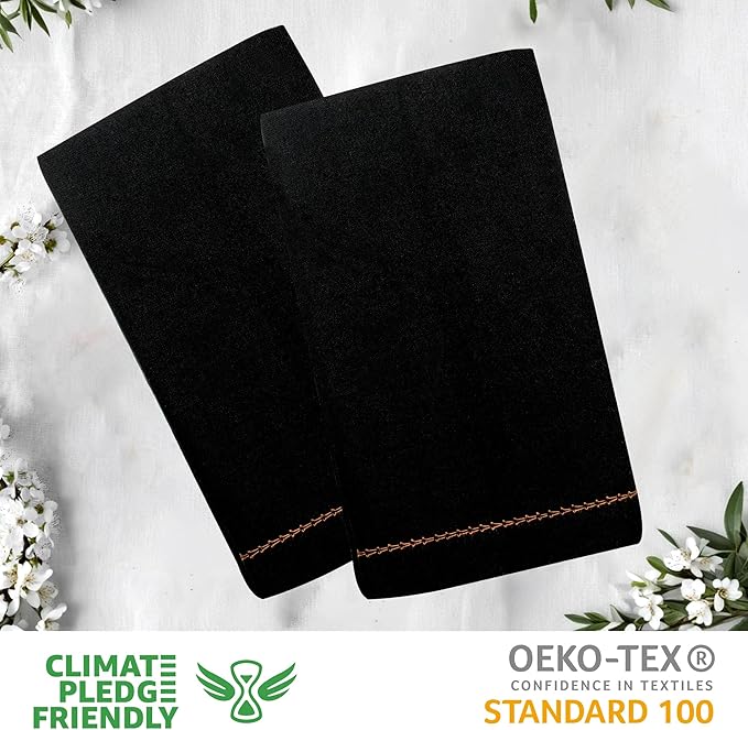 Urban Villa Halloween Cloth Napkins Black Orange Hemstitch Dinner Napkins Set of 12(20x20) Inches Premium Soft Cotton Highly Absorbent Reusable & Washable Dinner Table Napkins for Home and Weddings