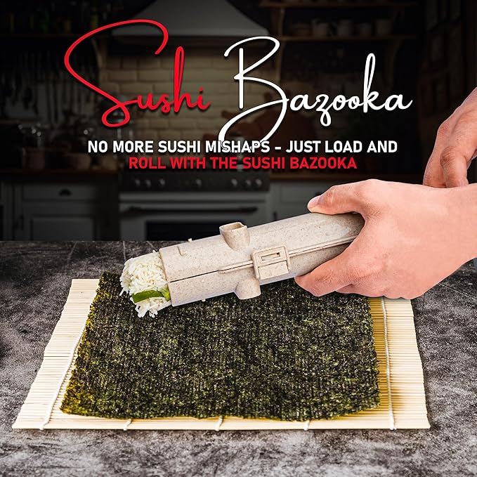 Sushi Making Kit, 22-in-1 Sushi Bazooka Sushi Roller bamboo sushi rolling mat Includes Avocado Slicer, Sushi Knife, Sushi Mold, Chopsticks, DIY Kit Tool Sushi making set for Beginners