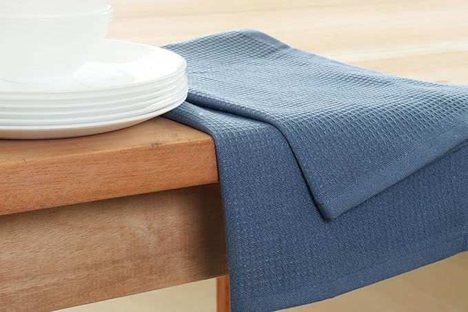 PurpleEssences Waffle Weave Kitchen Towel, 100% Cotton 15x25 Inches, with Hanging Loop Soft Absorbent Quick Drying Dish Cloth, Tea and Hand Towels, 6 Pack - Christmas Holiday Winter - Smoky Grey