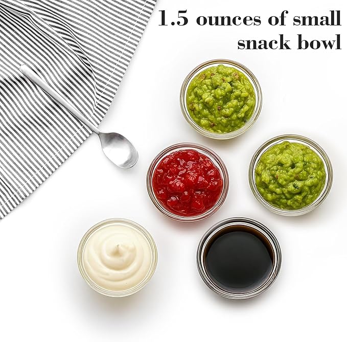 12 Pack Small Glass Bowls Mini Glass Prep Bowls - 1.5oz Small Ramekins for Condiments,clear glass ingredient bowls,Dipping Sauces, Kitchen multipurpose mini seasoning dishes