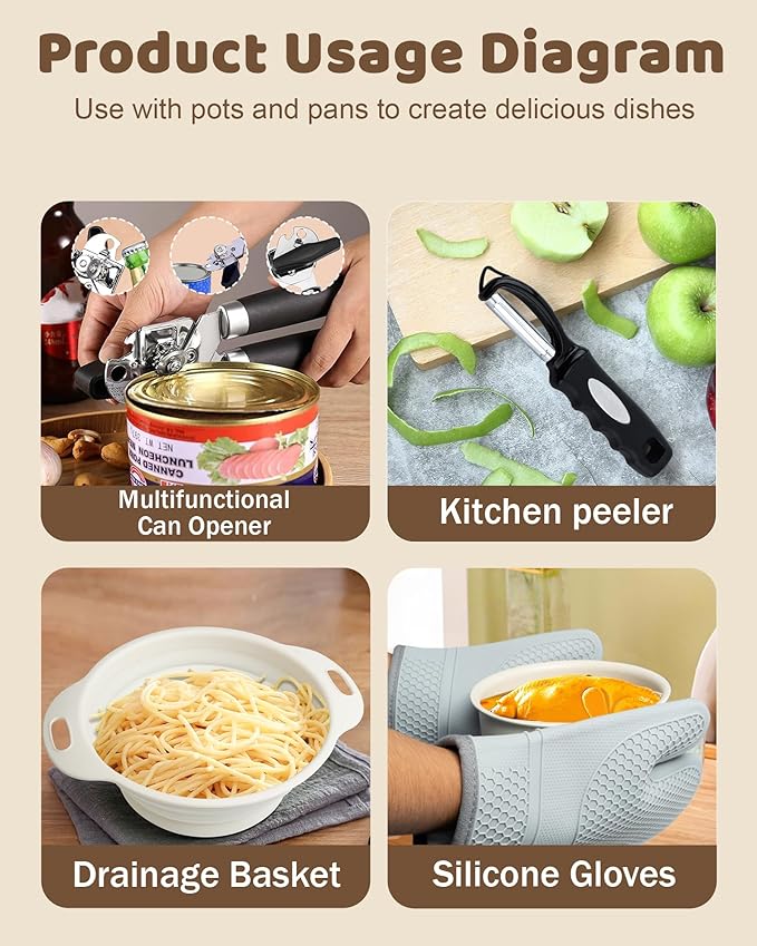 11Pcs Non Stick Pots and Pans Set | Ceramic Cookware Set with Detachable Handle | PFAS-Free, Oven & Induction Safe (White)