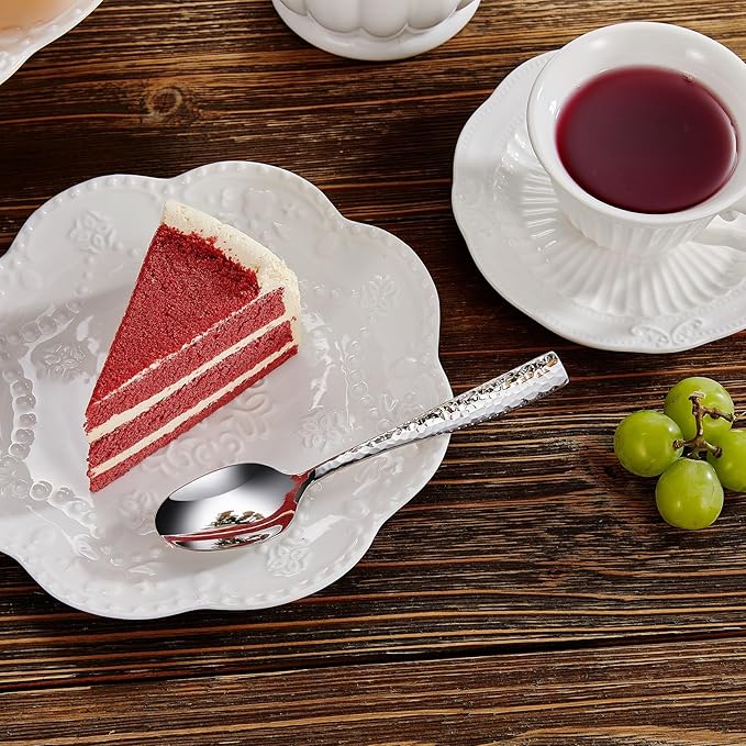 KEAWELL Premium 20/45/65 Piece Louis Hammered Silverware Set with Squared Edge, 18/10 Stainless Steel, Service for 4/8/12, Fine Flatware Set, Dishwasher Safe (45)