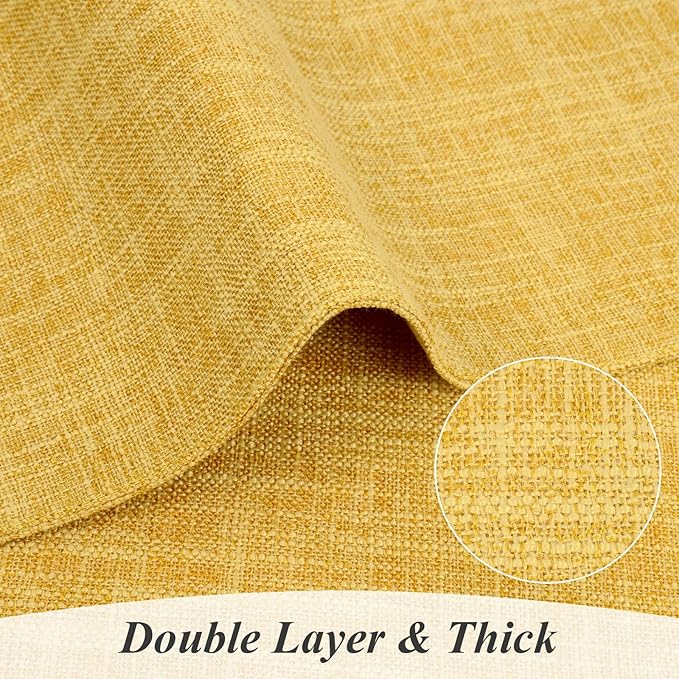 SHACOS Woven Fabric Placemats Set of 4 Heat Resistant Place Mats Non Slip Washable Double Layer Cloth Placemats Reversible Table Mats Kitchen Dining Table Decor (4, Yellow)