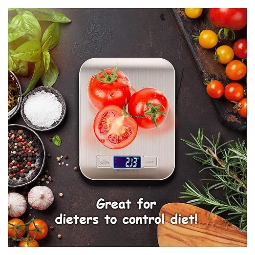 Digital Kitchen Scale, Multifunction Food Scale with Tare Function, Precise Weight Measurement in Grams or Ounces, 4 Unit Conversions, Compact Design for Cooking and Baking