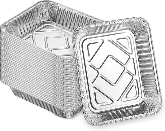Aluminum Pans 9x13 Disposable Foil Pans [30-Pack] Heavy-Duty Baking Pans, Half-Size Deep Steam Table Pans, Deep Tin Foil Bakeware, Steam Table Tray, Cookware, Food Prepping, Cake & Oven Pan NO LID